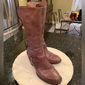 Born Mid-Calf Boots. Full grain leather. Color is grayish brown.